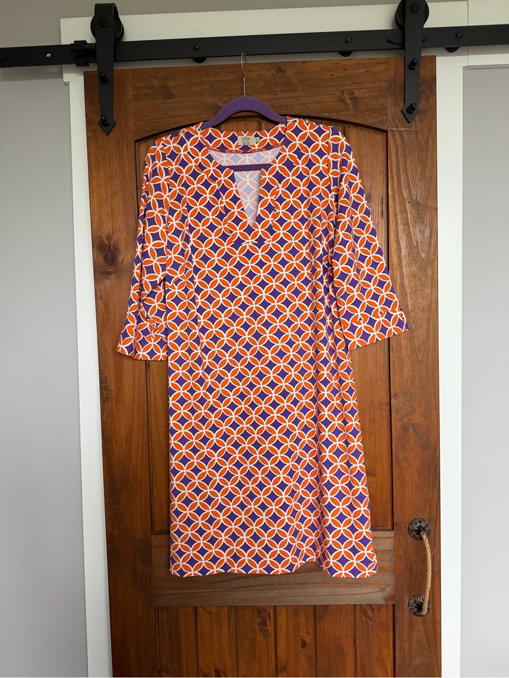 Katherine Way Orange & Purple Geometric Shift Dress
